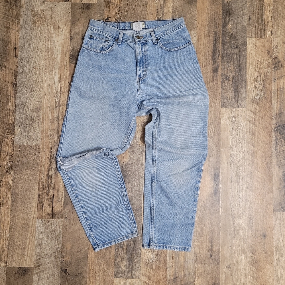 Vintage Classic Fit High Rise Cropped Blue Denim LL Bean Jeans Sz 10